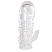 Прозрачная гелевая насадка с шипами и клиторальным отростком - 13 см. - Toyfa Basic - в Йошкар-Оле купить с доставкой