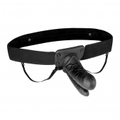 Полый страпон с двумя отростками и вибрацией Unisex Vibrating Hollow Strap-On Double Penetrating Dildo - 17,8 см. - Lux Fetish - купить с доставкой в Йошкар-Оле