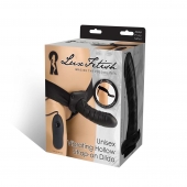 Чёрный полый страпон с вибрацией Unisex Vibrating Hollow Strap-On - 14 см. - Lux Fetish - купить с доставкой в Йошкар-Оле