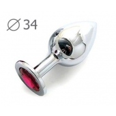 Коническая серебристая анальная втулка с малиновым кристаллом - 8,2 см. - Anal Jewelry Plug - купить с доставкой в Йошкар-Оле