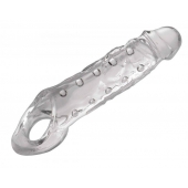 Прозразная закрытая насадка на пенис с поддержкой мошонки Clearly Ample Penis Enhancer - 22 см. - XR Brands - в Йошкар-Оле купить с доставкой