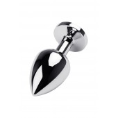 Серебристая коническая анальная пробка с красным кристаллом - 8 см. - ToyFa - купить с доставкой в Йошкар-Оле