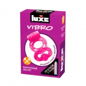 Розовое эрекционное виброкольцо Luxe VIBRO  Бархатный молот  + презерватив - Luxe - в Йошкар-Оле купить с доставкой