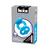 Голубое эрекционное виброкольцо Luxe VIBRO  Дьявол в доспехах  + презерватив - Luxe - в Йошкар-Оле купить с доставкой