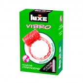 Розовое эрекционное виброкольцо Luxe VIBRO  Поцелуй стриптизёрши  + презерватив - Luxe - в Йошкар-Оле купить с доставкой