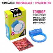 Голубое эрекционное виброкольцо Luxe VIBRO  Райская птица  + презерватив - Luxe - в Йошкар-Оле купить с доставкой