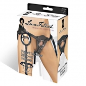 Черные трусики для страпона из патентованной кожи - Lux Fetish - купить с доставкой в Йошкар-Оле