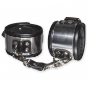 Эффектные серебристо-черные наручники с металлическим блеском - Sitabella - купить с доставкой в Йошкар-Оле