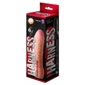 Телесная изогнутая насадка на Harness с коннектором BLACK LINE - 17 см. - LOVETOY (А-Полимер) - купить с доставкой в Йошкар-Оле