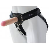 Черный пояс-трусики с насадкой  Гламур Dana  - 15,5 см. - LOVETOY (А-Полимер) - купить с доставкой в Йошкар-Оле