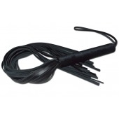 Чёрная кожаная плеть с жесткой ручкой - 63 см. - Sitabella - купить с доставкой в Йошкар-Оле