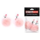 Зажимы для сосков с розовым пушком - Notabu - купить с доставкой в Йошкар-Оле