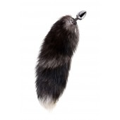 Серебристая металлическая анальная втулка с хвостом чернобурой лисы - размер S - ToyFa - купить с доставкой в Йошкар-Оле