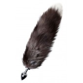 Серебристая металлическая анальная втулка с хвостом чернобурой лисы - размер S - ToyFa - купить с доставкой в Йошкар-Оле