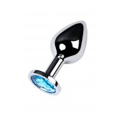 Серебристая конусовидная анальная пробка с голубым кристаллом - 8 см. - ToyFa - купить с доставкой в Йошкар-Оле