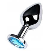 Серебристая конусовидная анальная пробка с голубым кристаллом - 8 см. - ToyFa - купить с доставкой в Йошкар-Оле