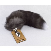 Серебристая анальная пробка с пушистым хвостиком - Sitabella - купить с доставкой в Йошкар-Оле