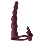 Бордовая вибронасадка для двойного проникновения Jungle Bunny - 17 см. - Lola Games - купить с доставкой в Йошкар-Оле