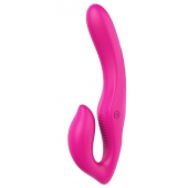 Ярко-розовый безремневой страпон REMOTE DOUBLE DIPPER - 22 см. - Dream Toys - купить с доставкой в Йошкар-Оле