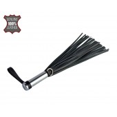 Черный кистевой флогер с серебристой ручкой - 23 см. - Sitabella - купить с доставкой в Йошкар-Оле