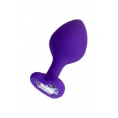 Фиолетовая анальная втулка Diamond Heart с прозрачным кристаллом - 8 см. - ToyFa - купить с доставкой в Йошкар-Оле