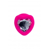 Розовая анальная втулка Diamond Heart с прозрачным кристаллом - 9,5 см. - ToyFa - купить с доставкой в Йошкар-Оле