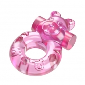Розовое эрекционное виброкольцо на пенис Pink Bear - Baile - в Йошкар-Оле купить с доставкой