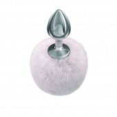 Серебристая анальная пробка с белым пушистым хвостиком Twinkle - Lola Games - купить с доставкой в Йошкар-Оле