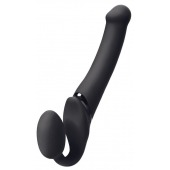 Черный безремневой вибрострапон Silicone Bendable Strap-On M - Strap-on-me - купить с доставкой в Йошкар-Оле