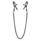 Черные зажимы на соски на цепочке BLAZE DELUXE NIPPLE CLAMPS - Dream Toys - купить с доставкой в Йошкар-Оле