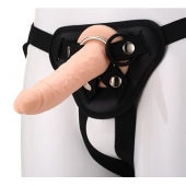 Телесный страпон на черных трусиках STRAP ON REAL DILDO - 20 см. - Dream Toys - купить с доставкой в Йошкар-Оле