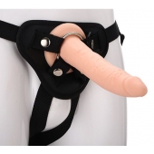 Телесный страпон на черных трусиках STRAP ON REAL DILDO - 20 см. - Dream Toys - купить с доставкой в Йошкар-Оле