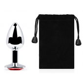 Серебристая анальная пробка с красным стразом - 7,2 см. - Anal Jewelry Plug - купить с доставкой в Йошкар-Оле