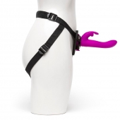 Лиловый страпон Rechargeable Vibrating Strap-On Harness Set - 17,6 см. - Happy Rabbit - купить с доставкой в Йошкар-Оле