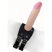 Черный узкий пояс на бедро с телесной насадкой - LOVETOY (А-Полимер) - купить с доставкой в Йошкар-Оле