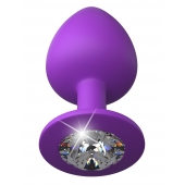 Фиолетовая анальная пробка со стразом Her Little Gem Large Plug - 9,5 см. - Pipedream - купить с доставкой в Йошкар-Оле