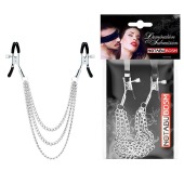 Оригинальные зажимы на соски с тройной цепочкой - Notabu - купить с доставкой в Йошкар-Оле