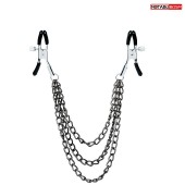 Оригинальные зажимы на соски с тройной короткой цепочкой - Notabu - купить с доставкой в Йошкар-Оле