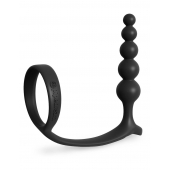 Черная анальная цепочка с эрекционным кольцом Ass-gasm Cockring Anal Beads - Pipedream - в Йошкар-Оле купить с доставкой