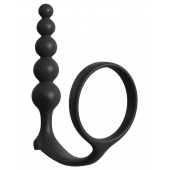 Черная анальная цепочка с эрекционным кольцом Ass-gasm Cockring Anal Beads - Pipedream - в Йошкар-Оле купить с доставкой