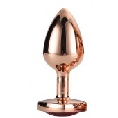 Золотистая анальная втулка с кристаллом-сердечком розового цвета - 7,1 см. - Dream Toys - купить с доставкой в Йошкар-Оле