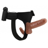 Страпон с вагинальной пробкой и вибрацией Ultra Passionate Harness - 16 см. - Baile - купить с доставкой в Йошкар-Оле
