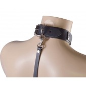 Черный ошейник с металлическими зажимами на соски и поводком - Sitabella - купить с доставкой в Йошкар-Оле