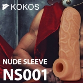 Телесная открытая насадка-реалистик с подхватом мошонки Nude Sleeve L - 14 см. - KOKOS - в Йошкар-Оле купить с доставкой