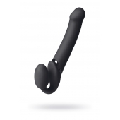 Черный безремневой вибрострапон Vibrating Bendable Strap-On L - Strap-on-me - купить с доставкой в Йошкар-Оле