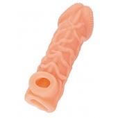 Телесная закрытая насадка с венками Cock Sleeve Size S - 13,8 см. - KOKOS - в Йошкар-Оле купить с доставкой