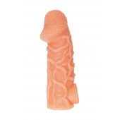 Телесная закрытая насадка с венками Cock Sleeve Size L - 17,6 см. - KOKOS - в Йошкар-Оле купить с доставкой