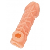 Телесная закрытая насадка с венками Cock Sleeve Size L - 17,6 см. - KOKOS - в Йошкар-Оле купить с доставкой