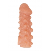 Телесная закрытая насадка с шариками Cock Sleeve Size S - 13,8 см. - KOKOS - в Йошкар-Оле купить с доставкой