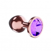 Пробка цвета розового золота с фиолетовым кристаллом Diamond Amethyst Shine S - 7,2 см. - Lola Games - купить с доставкой в Йошкар-Оле